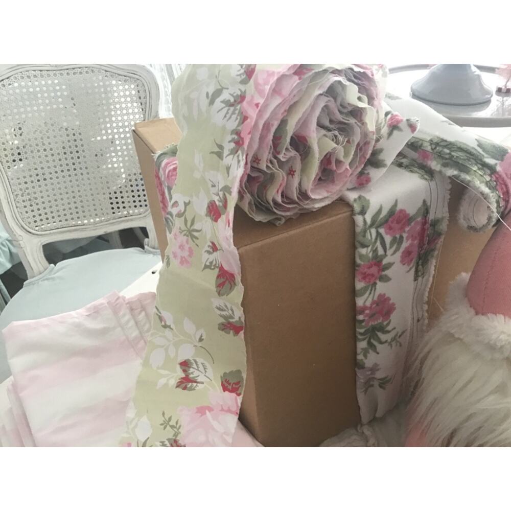 22 yds Rachel Ashwell Shabby Chic Craft Ribbon Sage Trellis Roses poplin